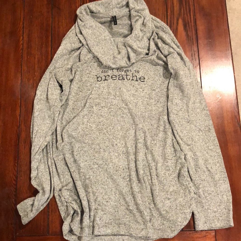 Grey cozy cowel neck lightweight sweater